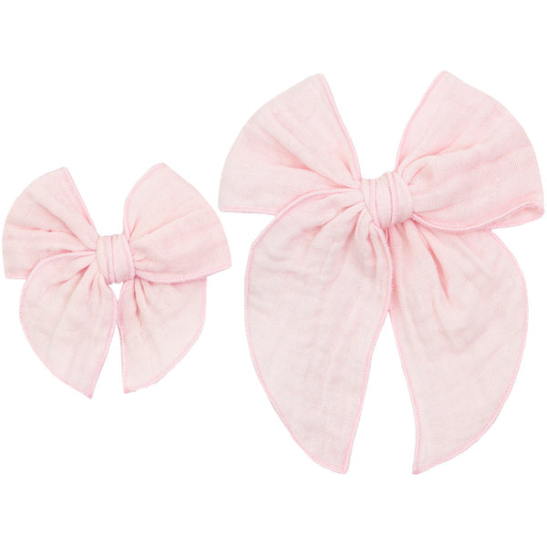 BLUSH CLOUD MUSLIN™ HEIRLOOM BOW - SMALL PIGTAIL SET