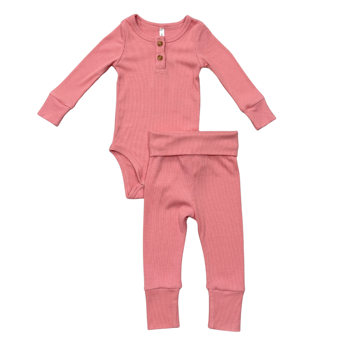 Ribbed Henley Bodysuit & Pant Set | Portabella