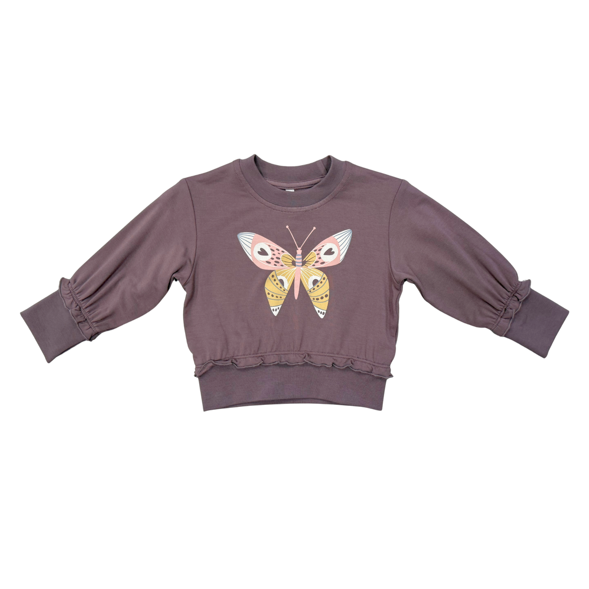 Girl's Ruffle Hem Sweatshirt | Butterfly