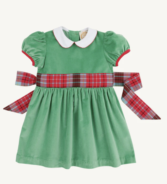 Cindy Lou Sash Dress | Kiawah Kelly Green with Worth Avenue White & Wilson Pier Plaid