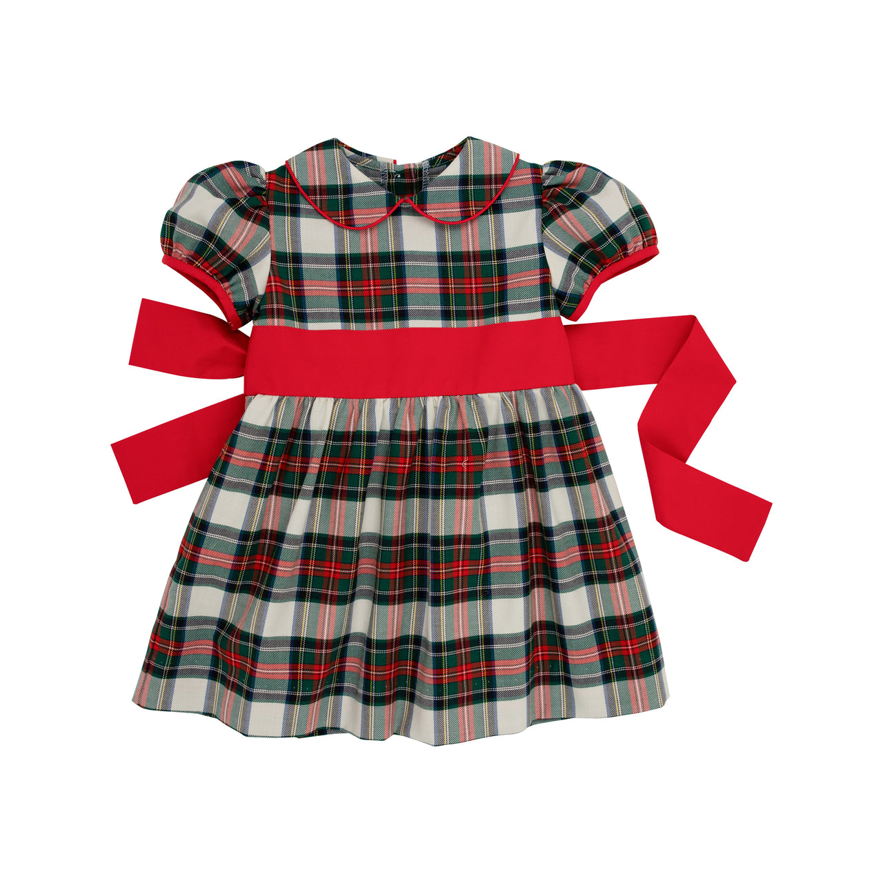 Cindy Lou Sash Dress Aiken Place Plaid with Richmond Red **FINAL SALE**