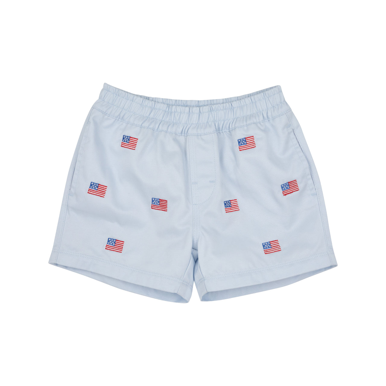 Critter Sheffield Shorts | Buckhead Blue & American Flag Embroidery with Multicolor Stork