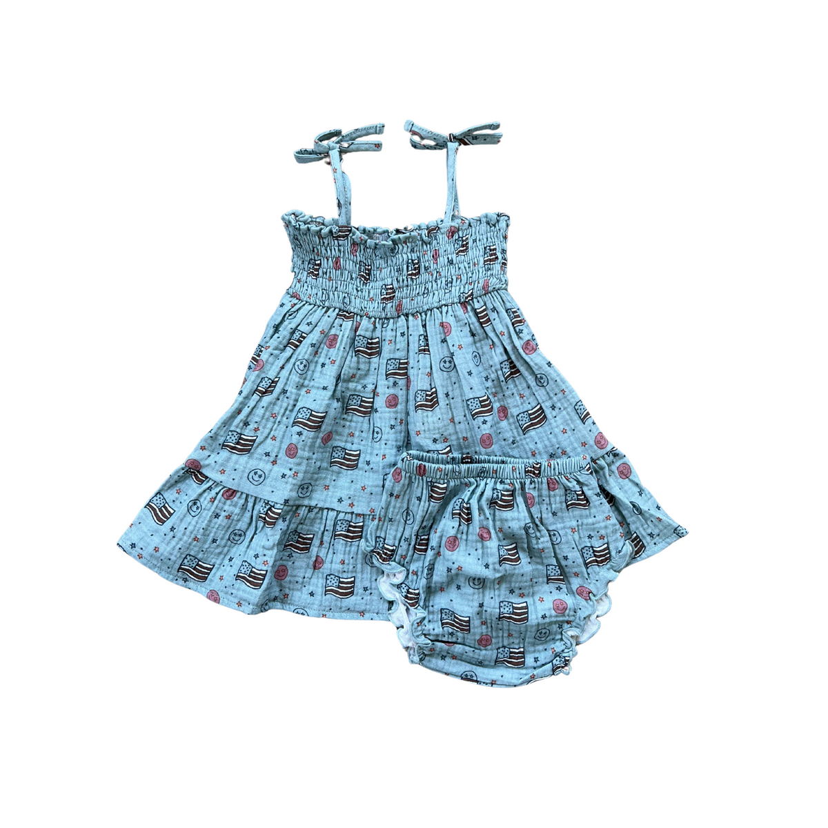 Girl's Tiered Mini Dress Set | Retro America **FINAL SALE**