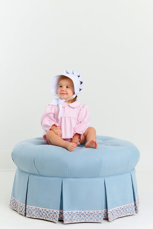 Long Sleeve Britt Bubble | Sandpearl Pink Herringbone with Worth Avenue White