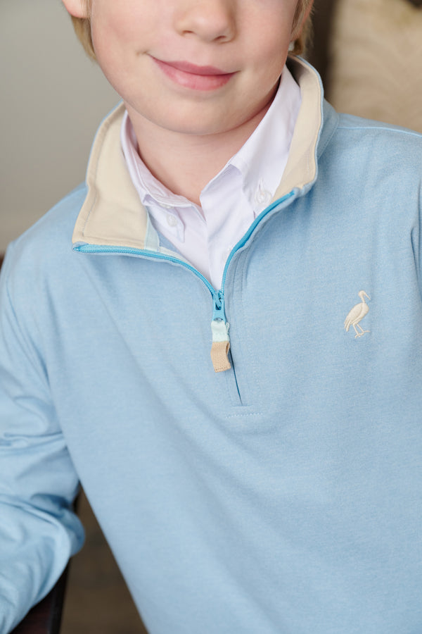 Prepletic Hayward Half Zip | Barrington Blue with Osprey Oatmeal Stork