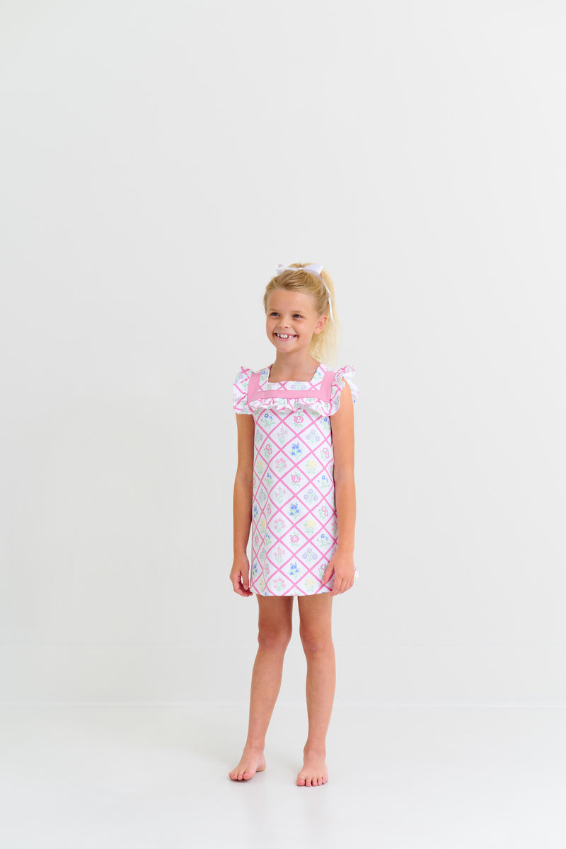 Darla Dress | French Country Floral with Hamptons Hot Pink **FINAL SALE**