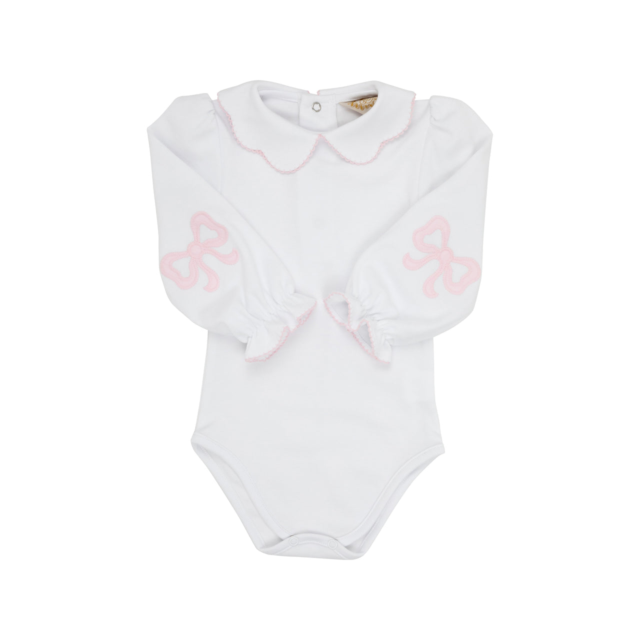 Emma's Elbow Patch Top & Onesie | Worth Avenue White with Palm Beach Pink