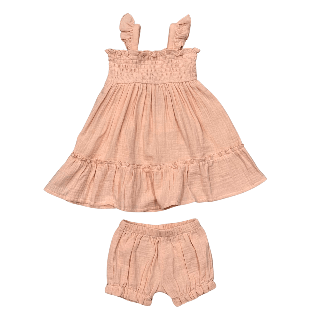 Baby Girl Flutter Dress Set | Peachy Blush