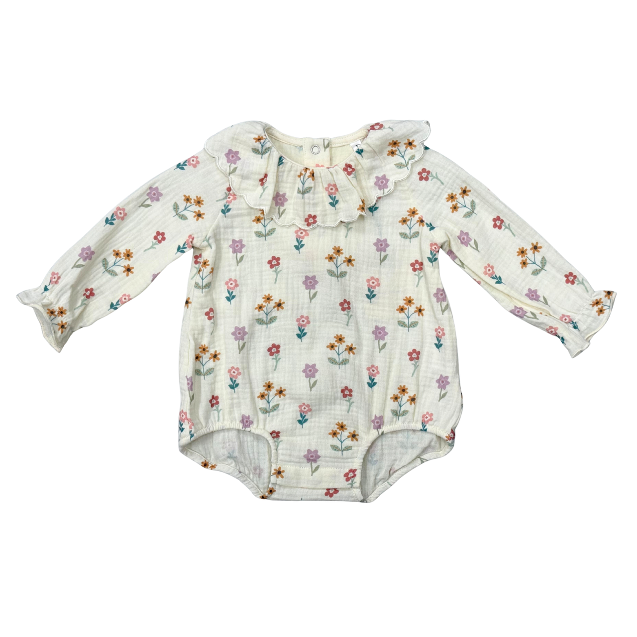 Gauze Frill Neck Bodysuit | Meadow Bloom