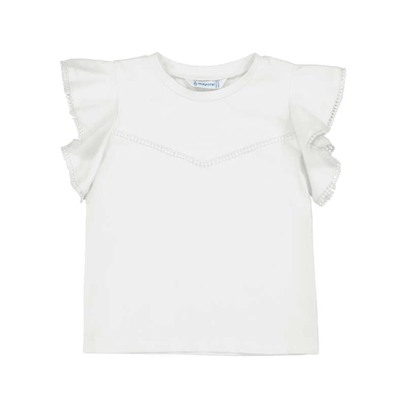 T-Shirt with Lace Trim | White