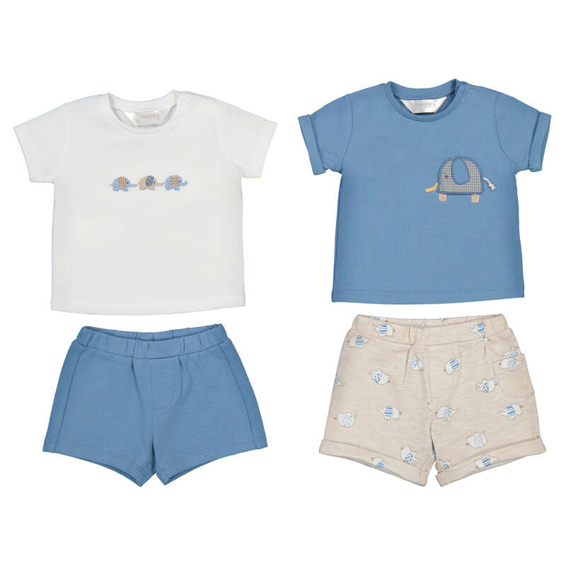 Newborn Boy 2-Piece Short Set | Elephants