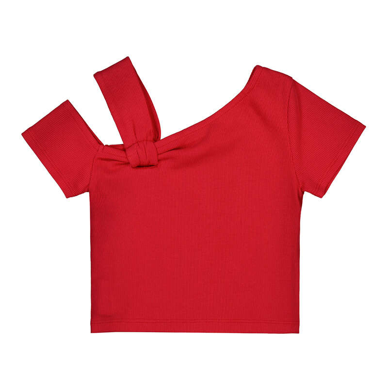 Asymmetric Short Sleeve T-Shirt | Red