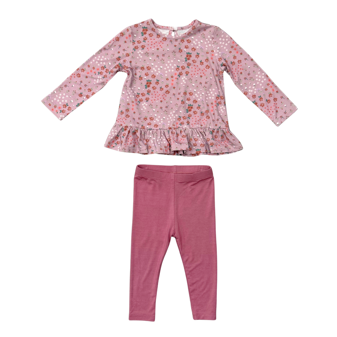 Girl's Long Sleeve Peplum Set | Mini Lilac Cluster