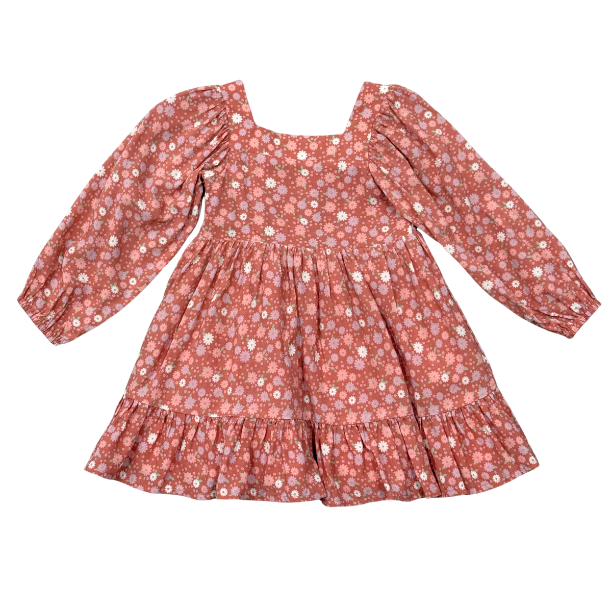 Girl's Long Sleeve Viscose Dress | Tiny Petals