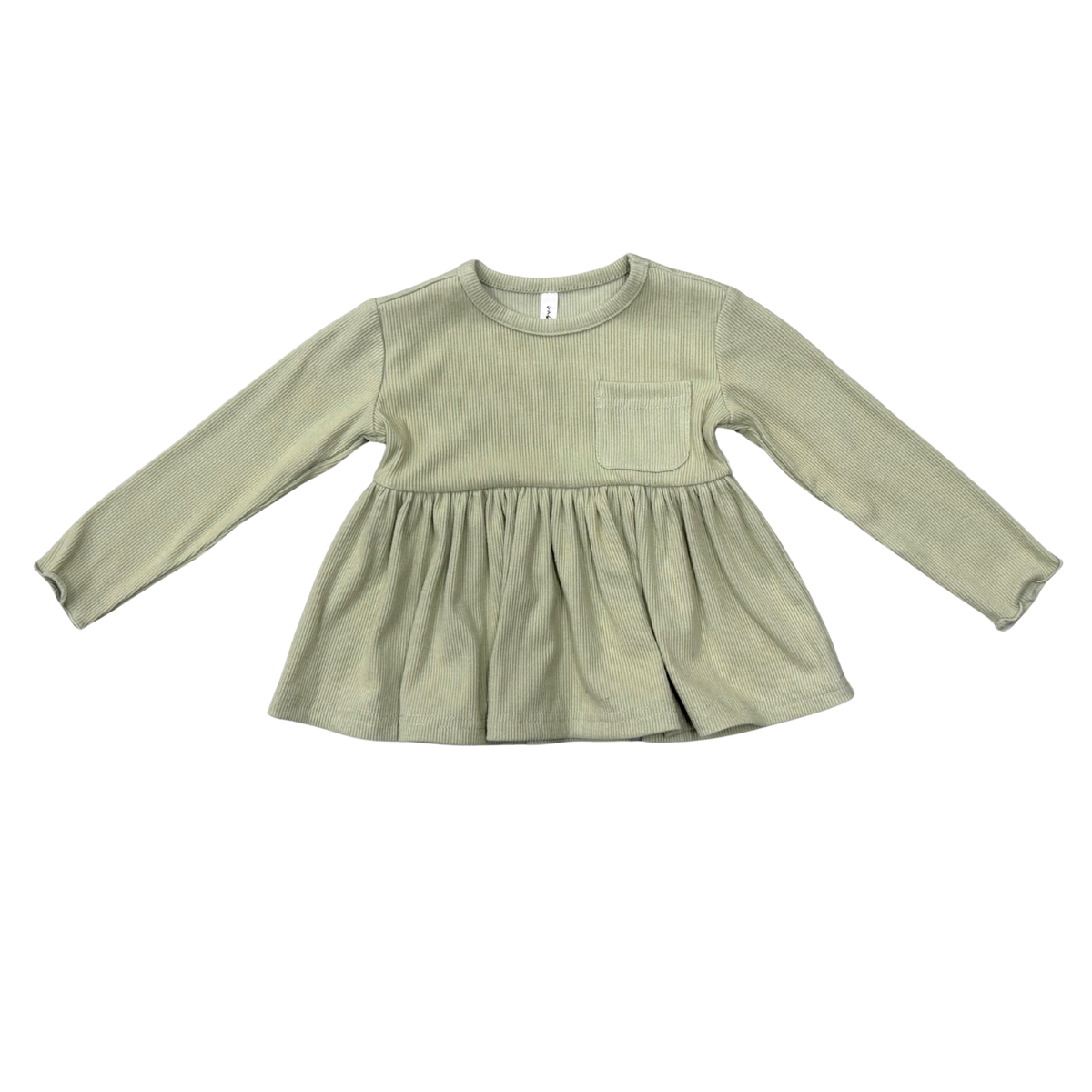 Girl's Ribbed Peplum Shirt | Sage