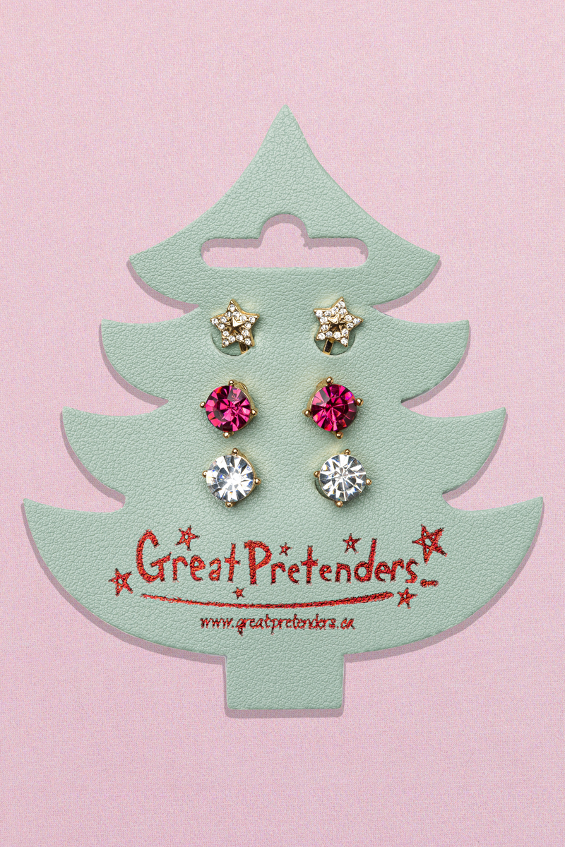 Holiday Pleather Tree Clip on Earring Set