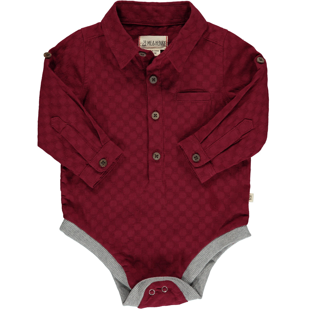 Jasper Woven Onesie | Burgundy Textured