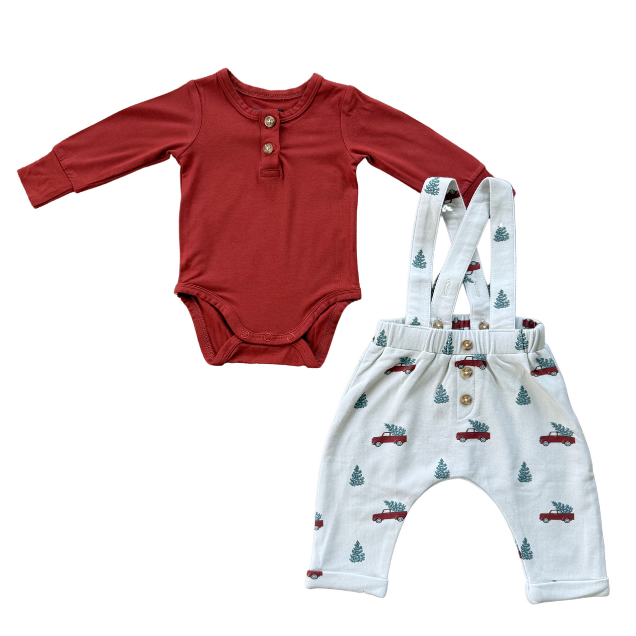 Henley Bodysuit + Suspender Set | Christmas Truck