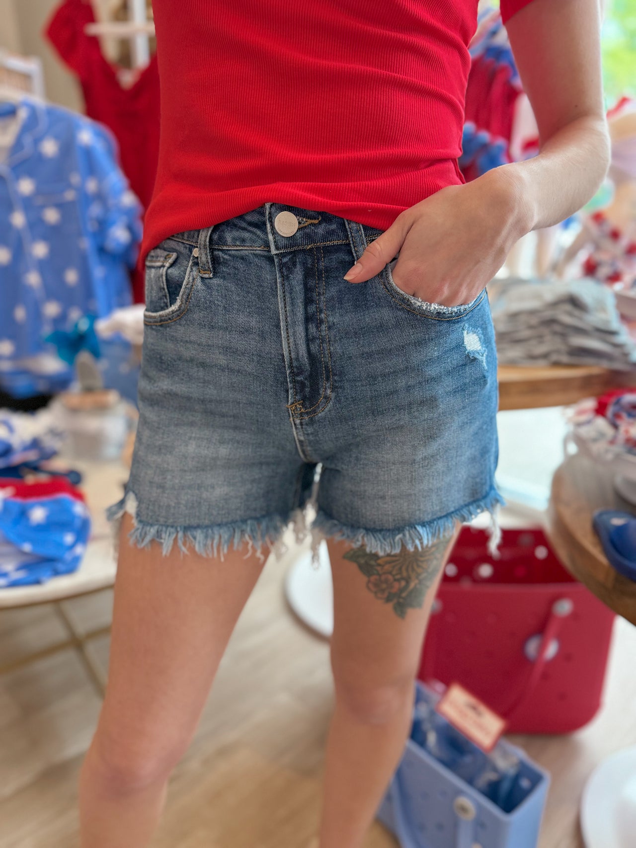 Risen Medium High Rise Side Slit Shorts