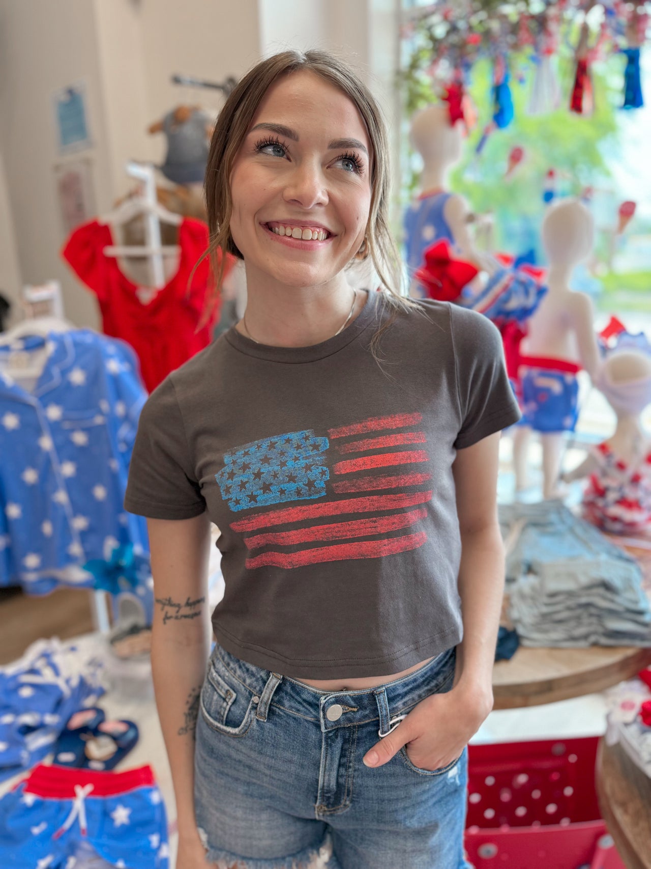 American Flag Graphic Baby Tee