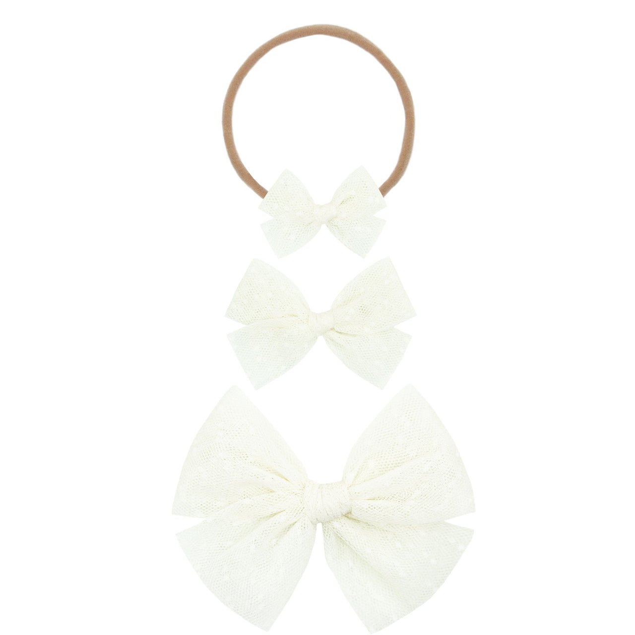 Tulle Bow Headband | Ivory Dot