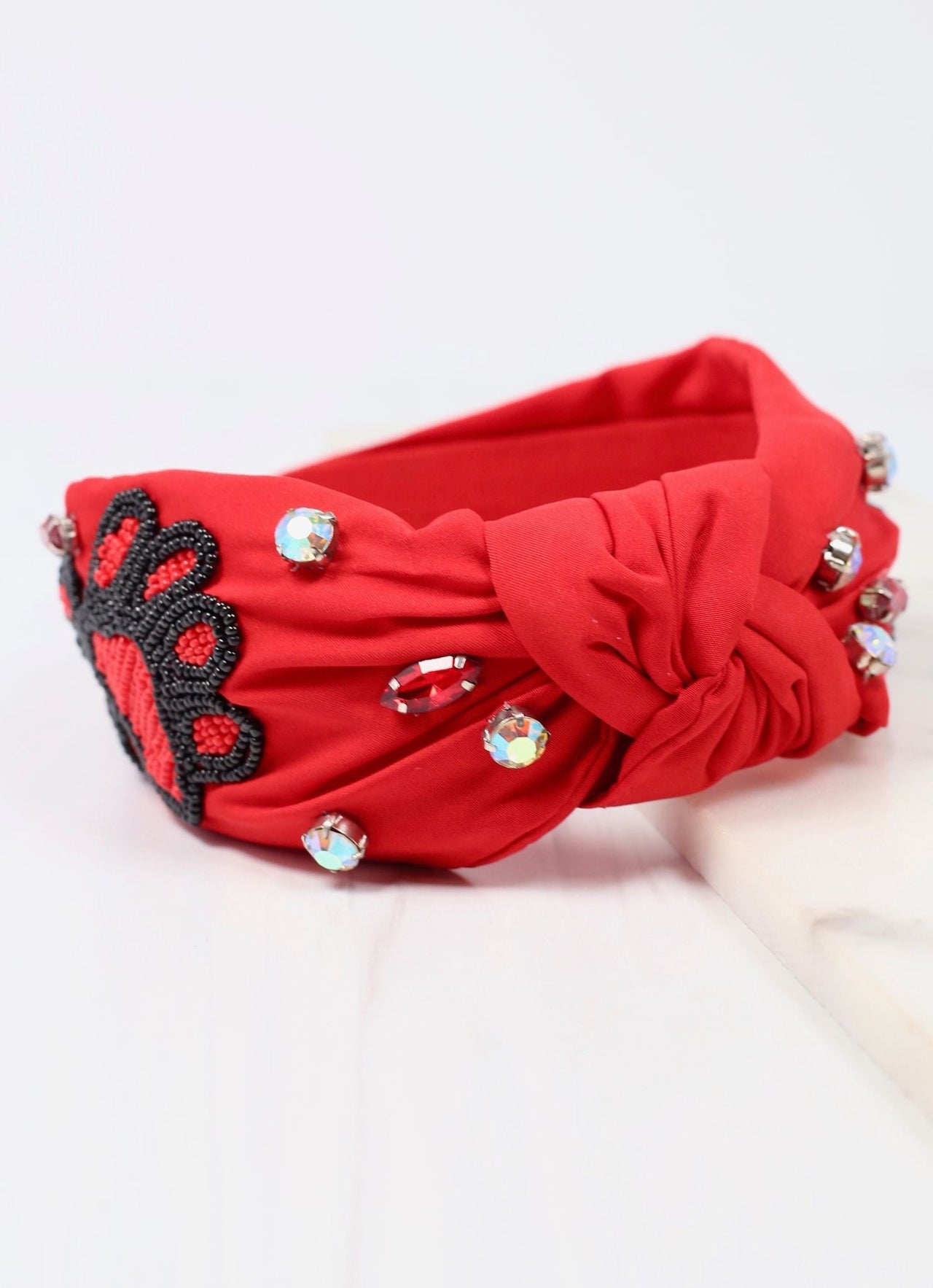 Paw Print Headband RED BLACK | Cincinnati Bearcats themed