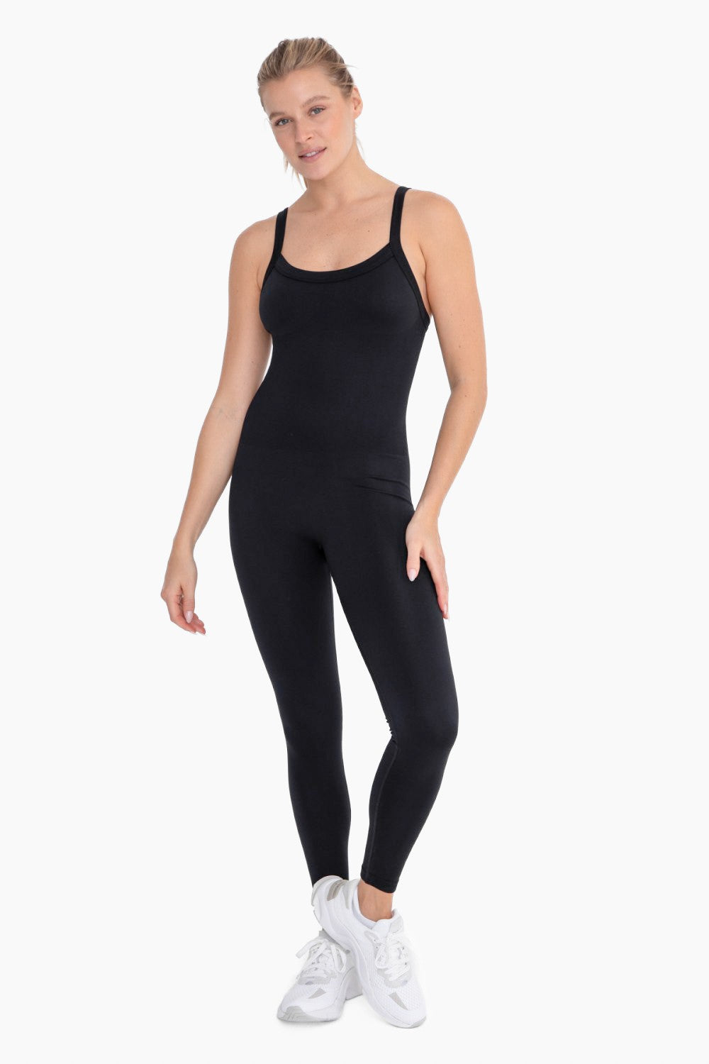 Full Length Seamless Micro-Ribbed Jumpsuit | Black