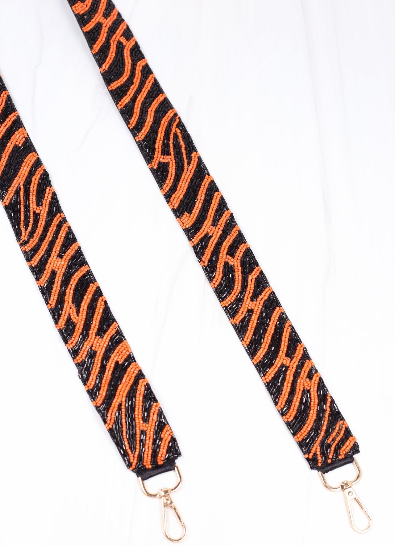 Tiger Striped Beaded Crossbody Strap | ORANGE BLACK