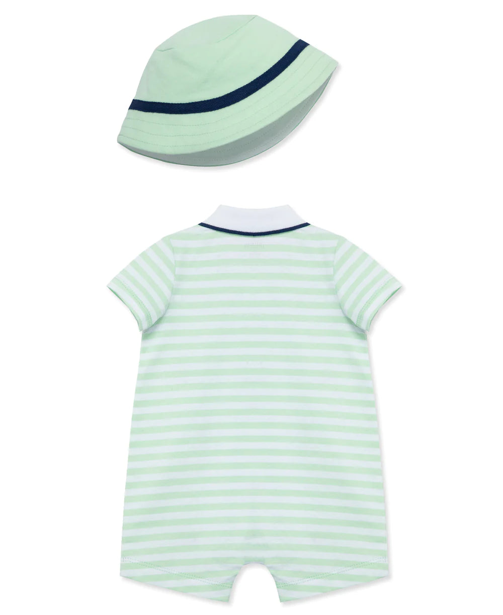 Golf Cotton Knit Romper + Hat Set