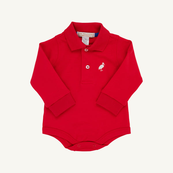Long Sleeve Prim and Proper Polo | Richmond Red with Worth Avenue White Stork