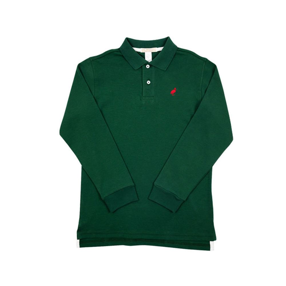 Long Sleeve Prim and Proper Polo Grier Green with Richmond Red Stork