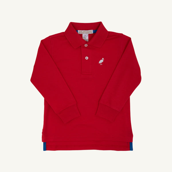 Long Sleeve Prim and Proper Polo | Richmond Red with Worth Avenue White Stork