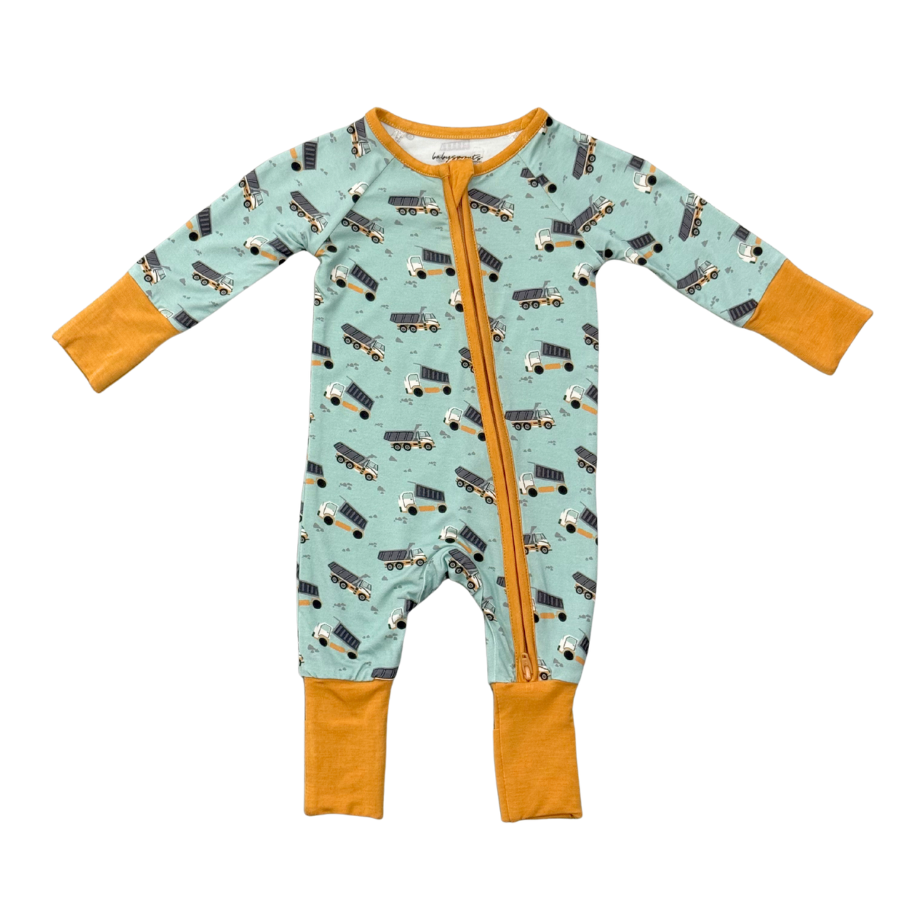 Long Sleeve Zip Romper | Dump Trucks
