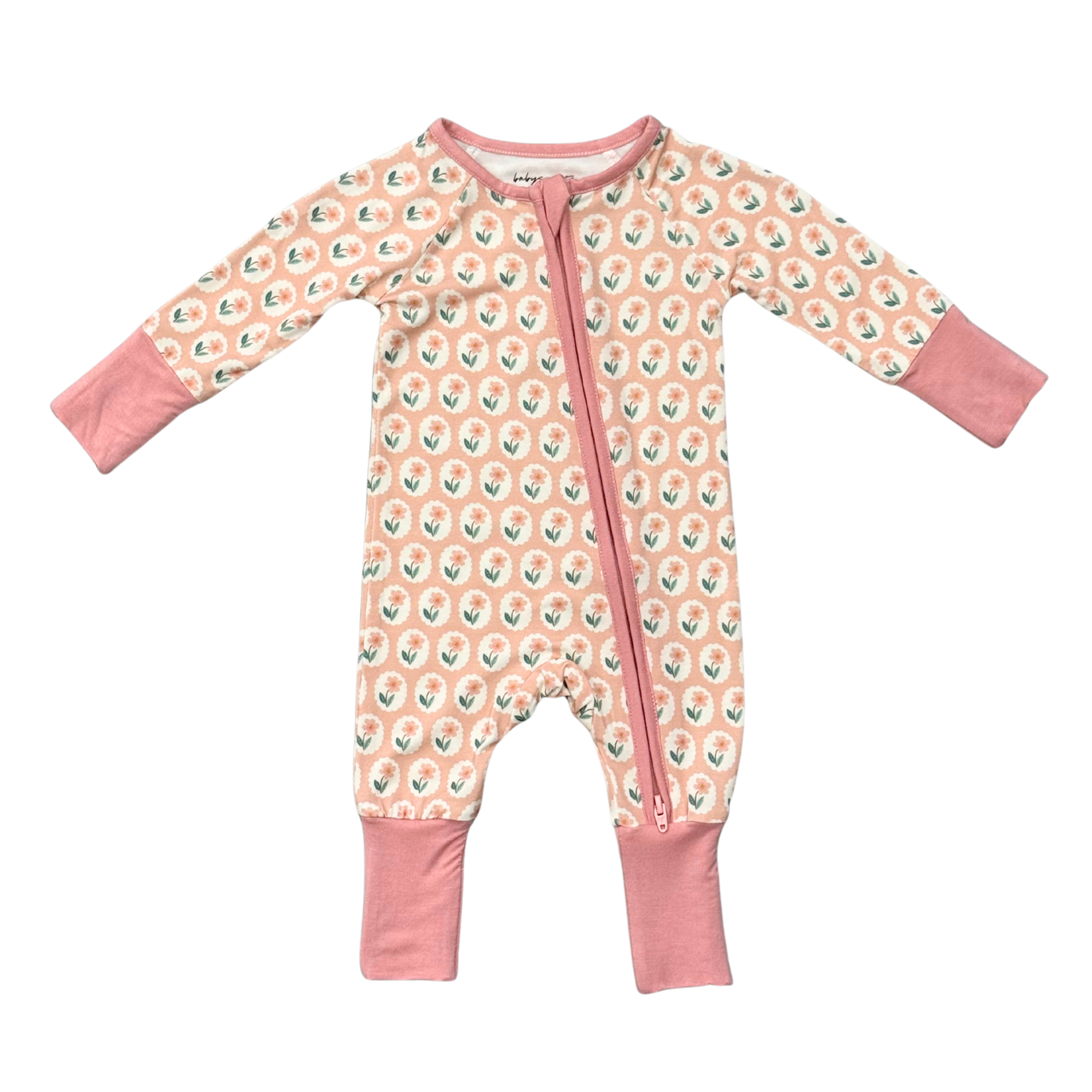 Long Sleeve Zip Romper | Framed Flower