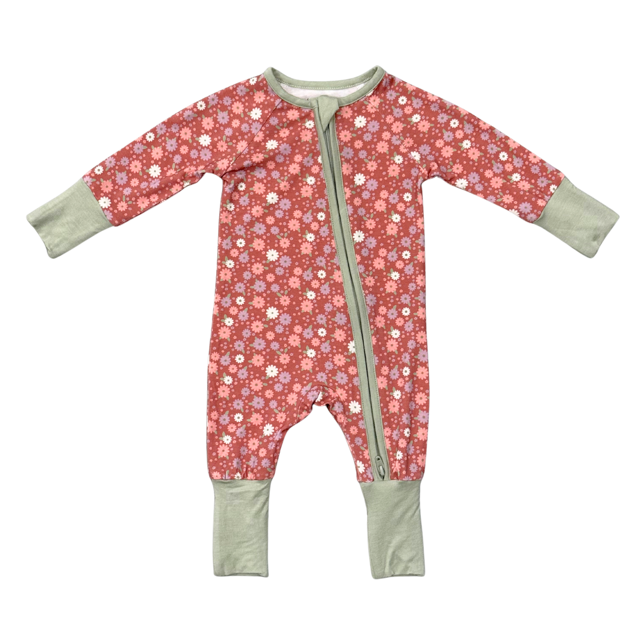 Long Sleeve Zip Romper | Tiny Petals