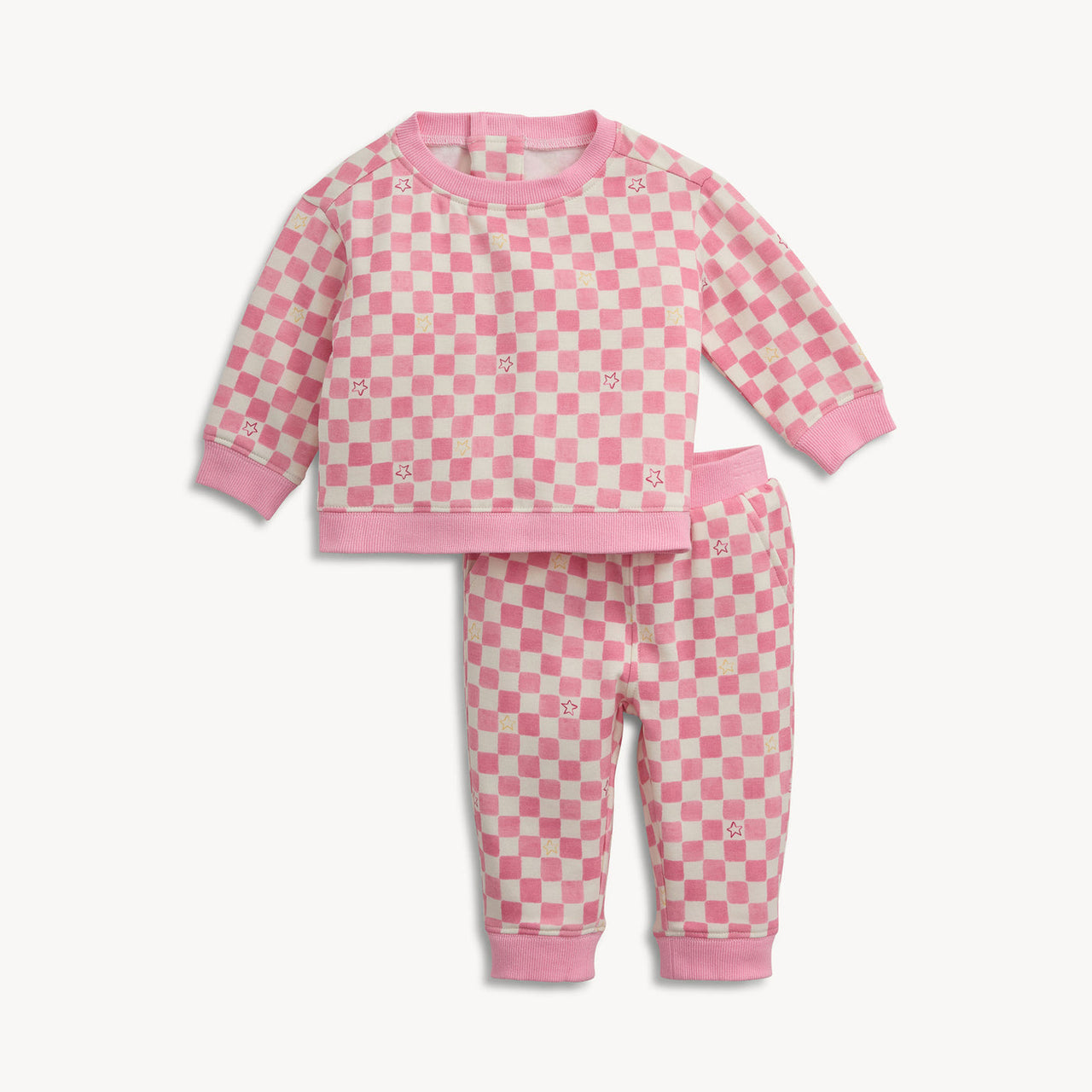 Magnetic Me Brushed Fleece Sweatsuit | Pink Checkerboard