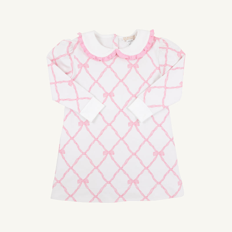 Maude's Ruffle Cassidy Crewneck Dress | Belle Meade Bow with Pier Party Pink