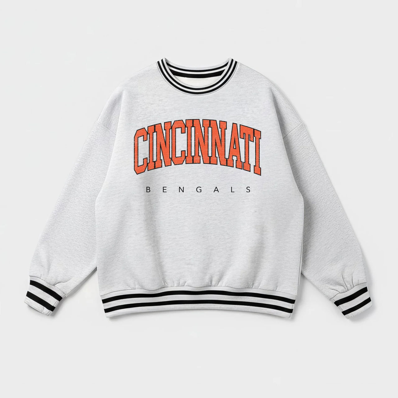 Cincinnati Bengals Easy Energy Crew Fleece Ringer Stripe Sweatshirt