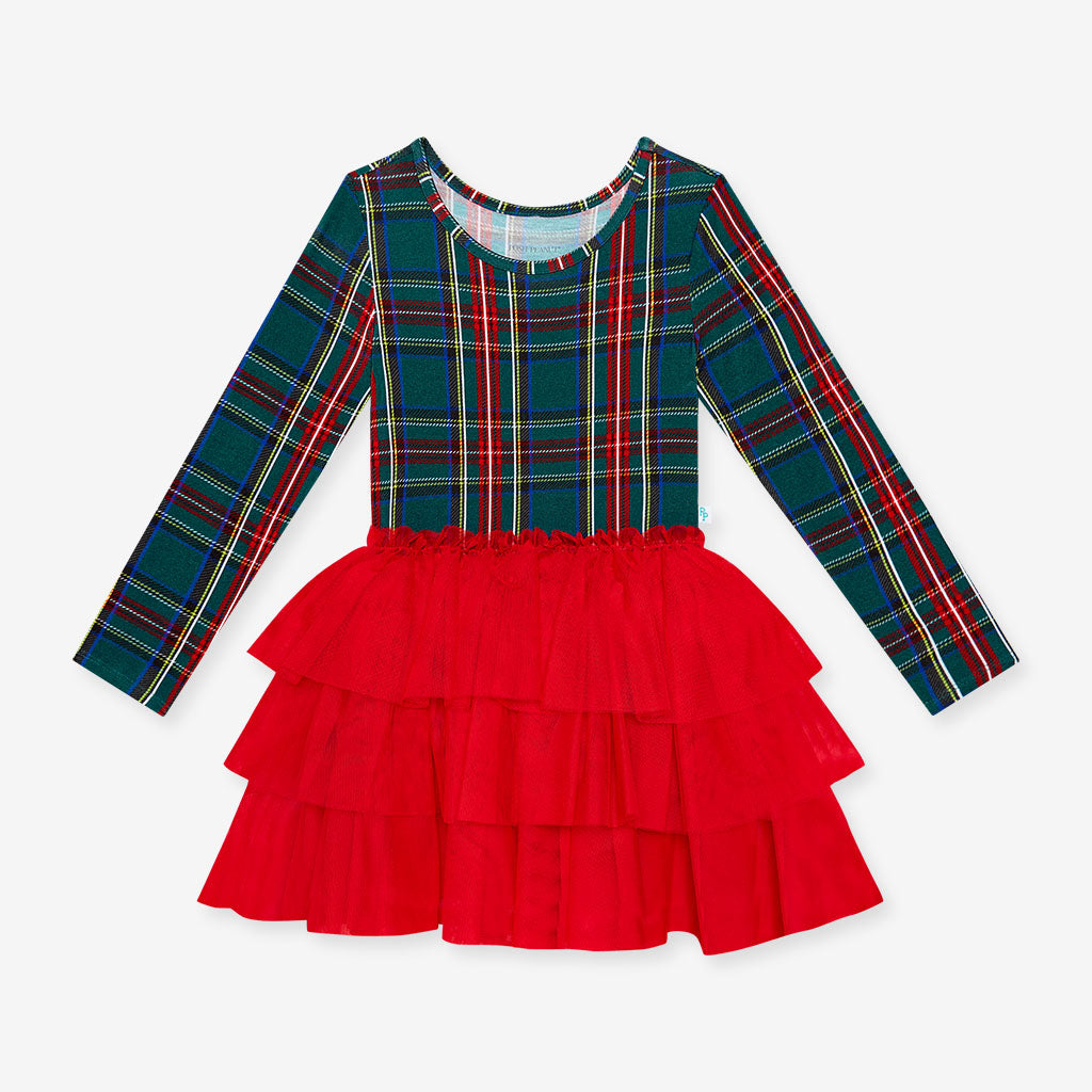 Long Sleeve Tulle Dress | Tartan Plaid