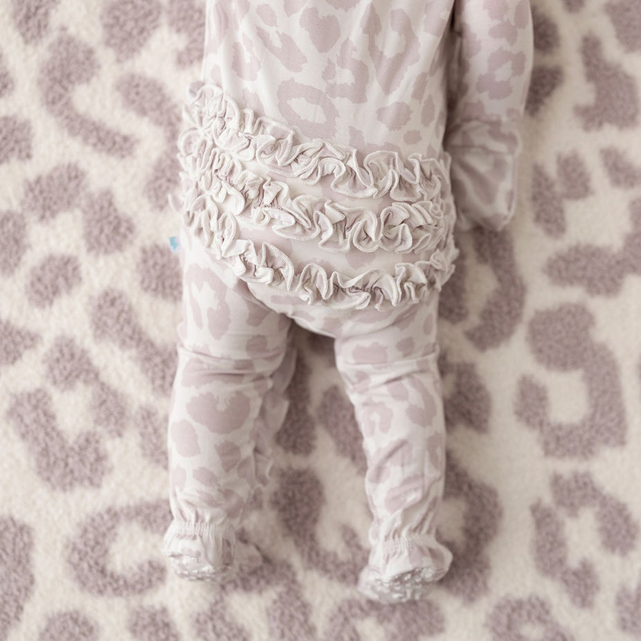 Footie Ruffled Zippered One Piece | Laurel Leopard