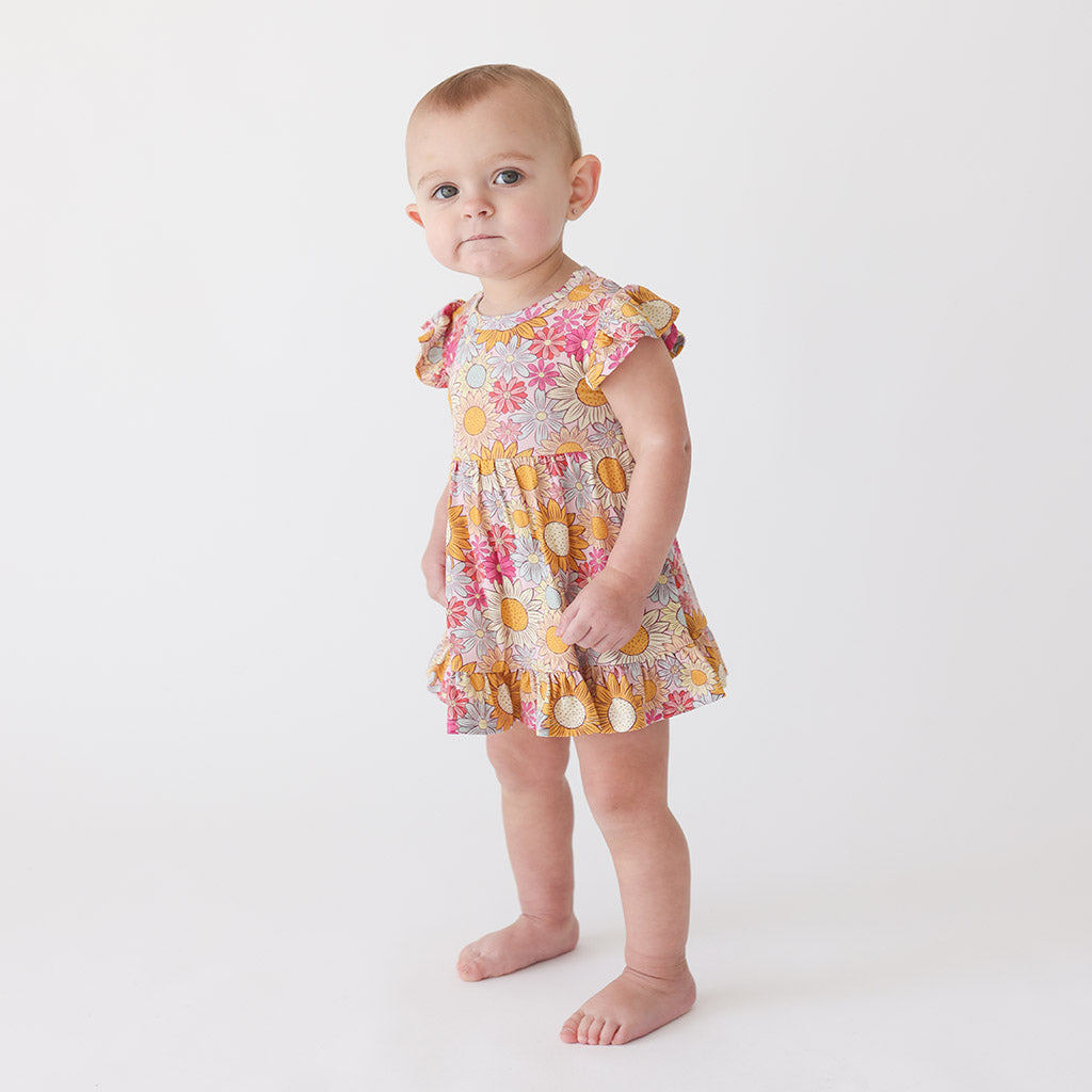 Ruffled Twirl Bodysuit Dress | Rosalinda