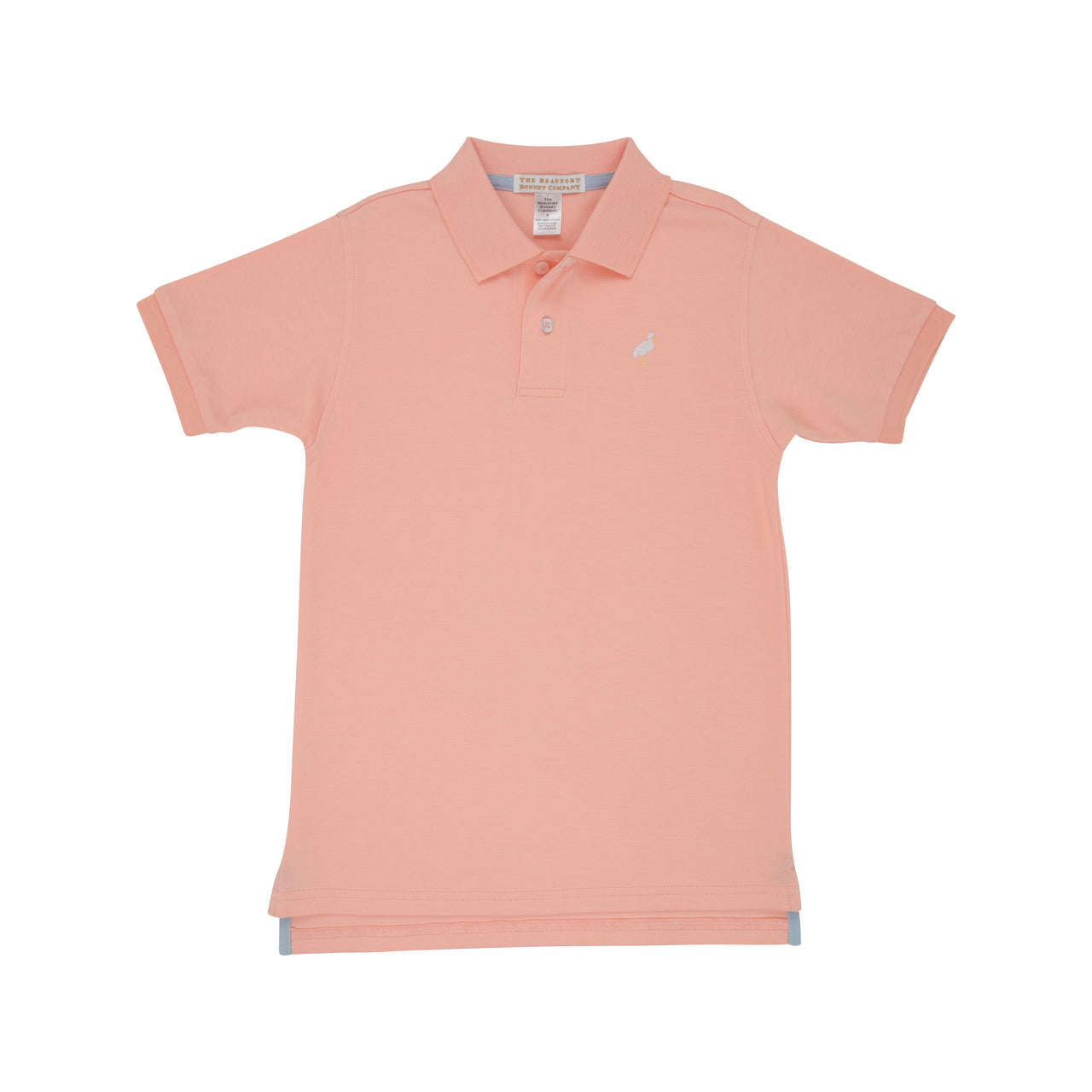 Prim & Proper Polo & Onesie | Pompano Peach with Multicolor Stork