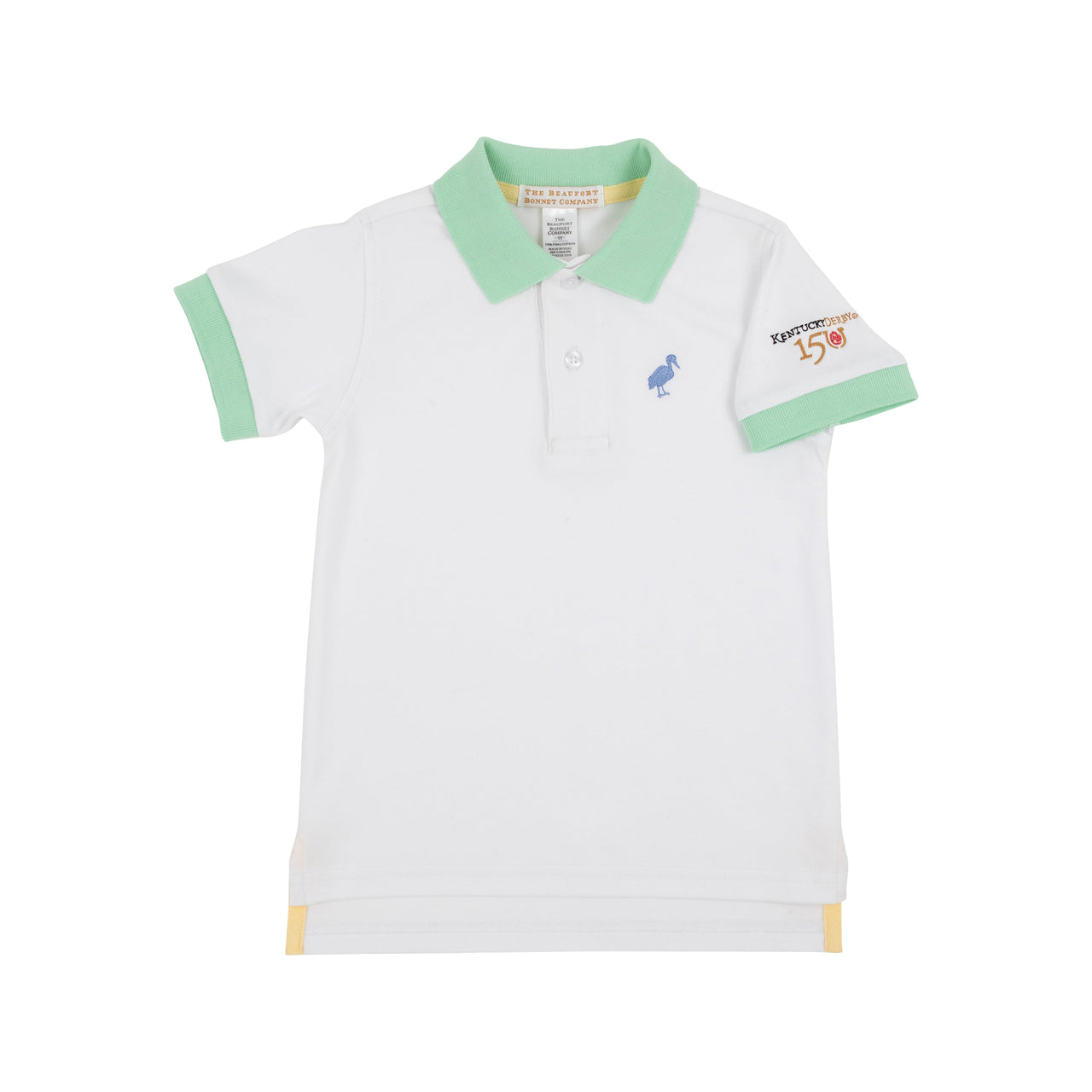 Prim & Proper Polo & Onesie | Worth Avenue White And Grace Bay Green With Park City Periwinkle Stork