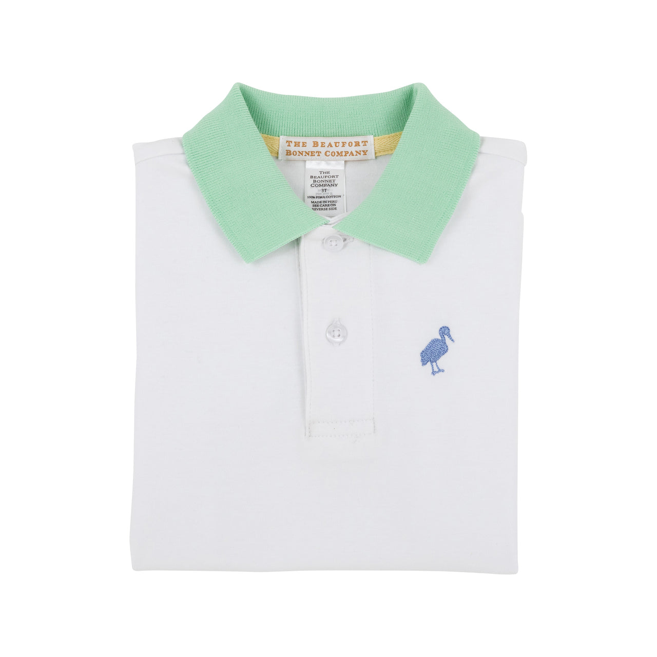 Prim & Proper Polo & Onesie | Worth Avenue White And Grace Bay Green With Park City Periwinkle Stork