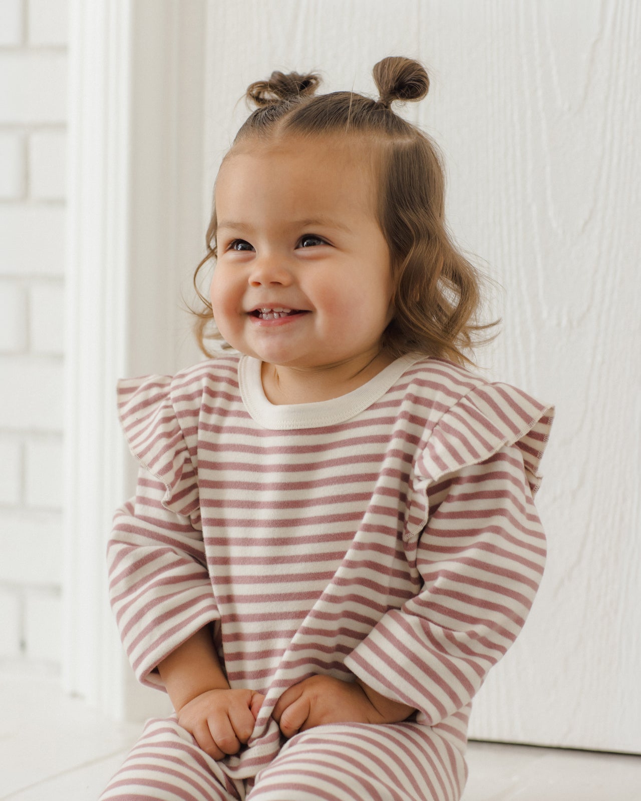 Ruffle Cozy Set || Mulberry Stripe