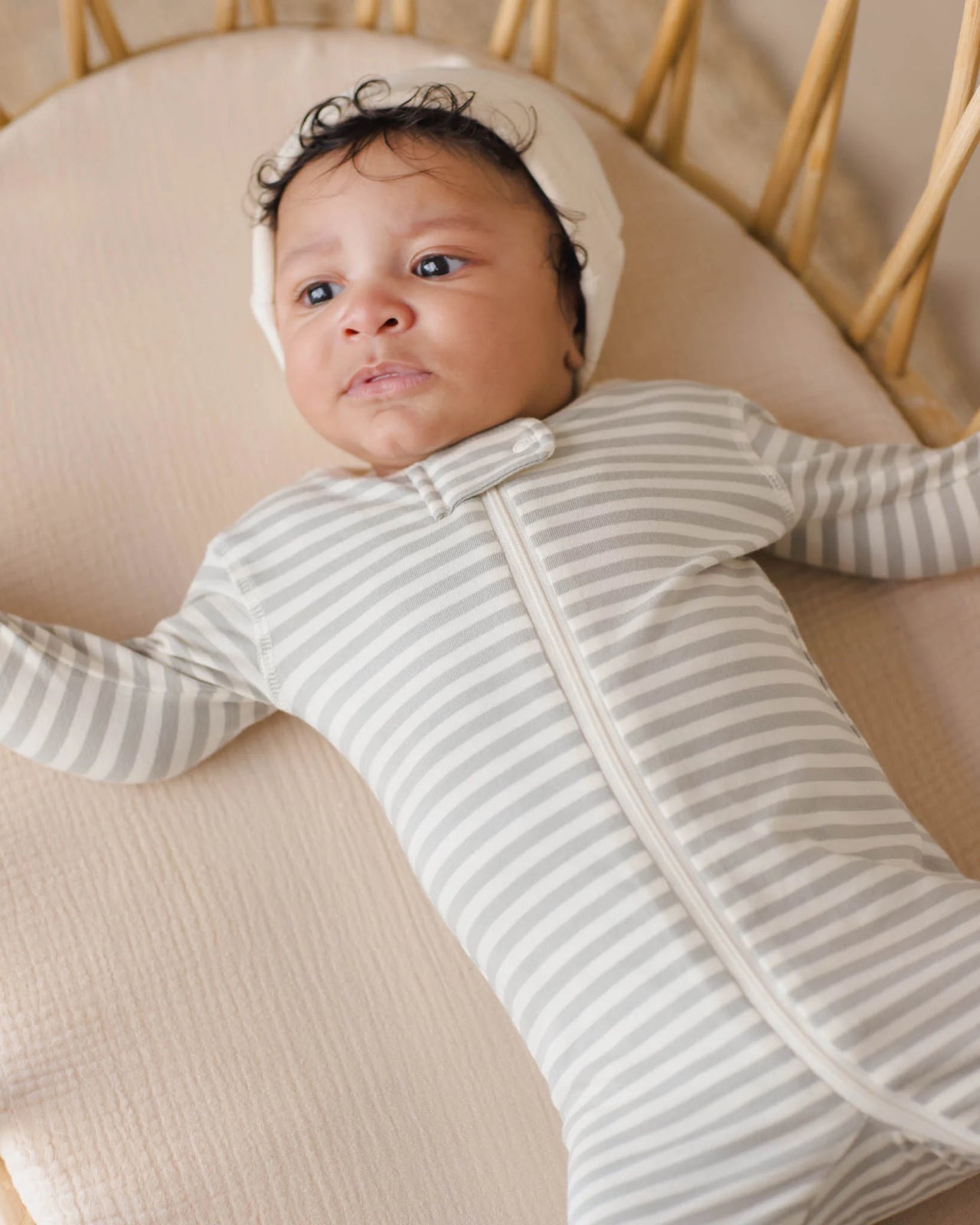 Zip Long Sleeve Sleeper Footie | Sage Stripe