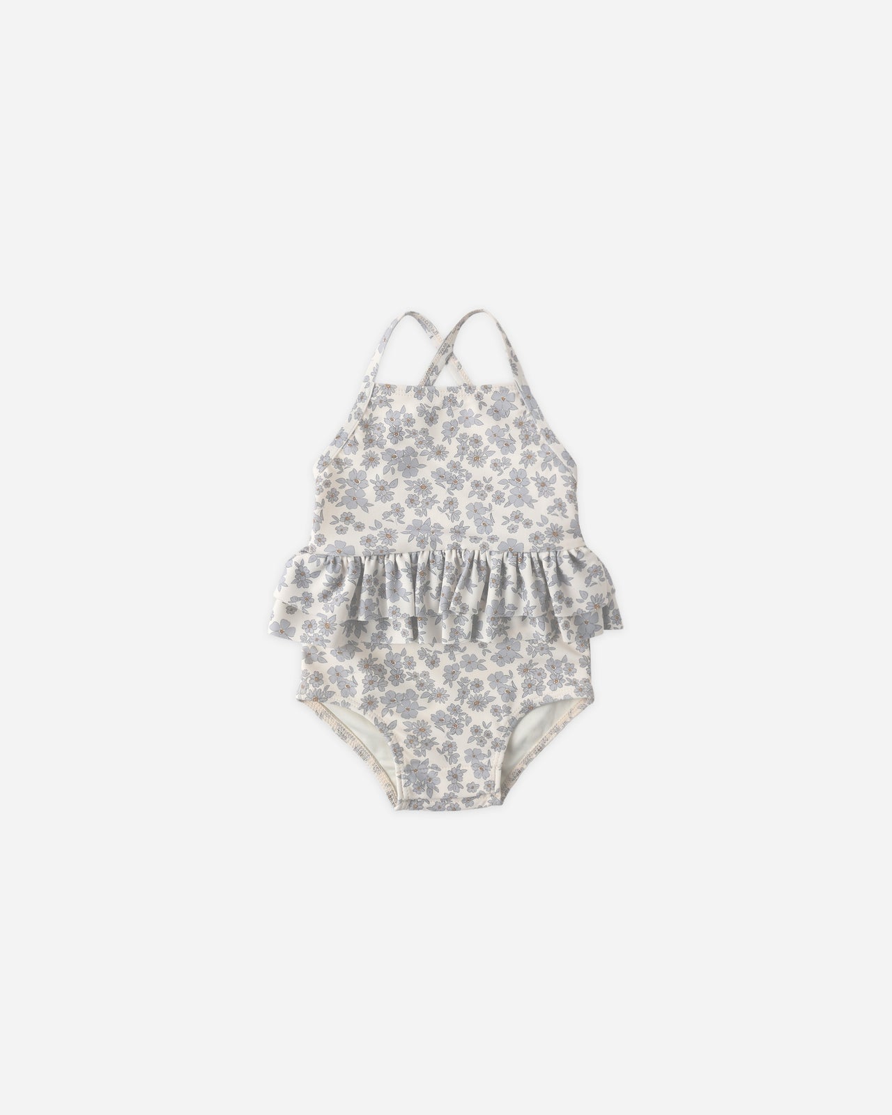 Ruffled One-Piece Swimsuit | Blue Floral