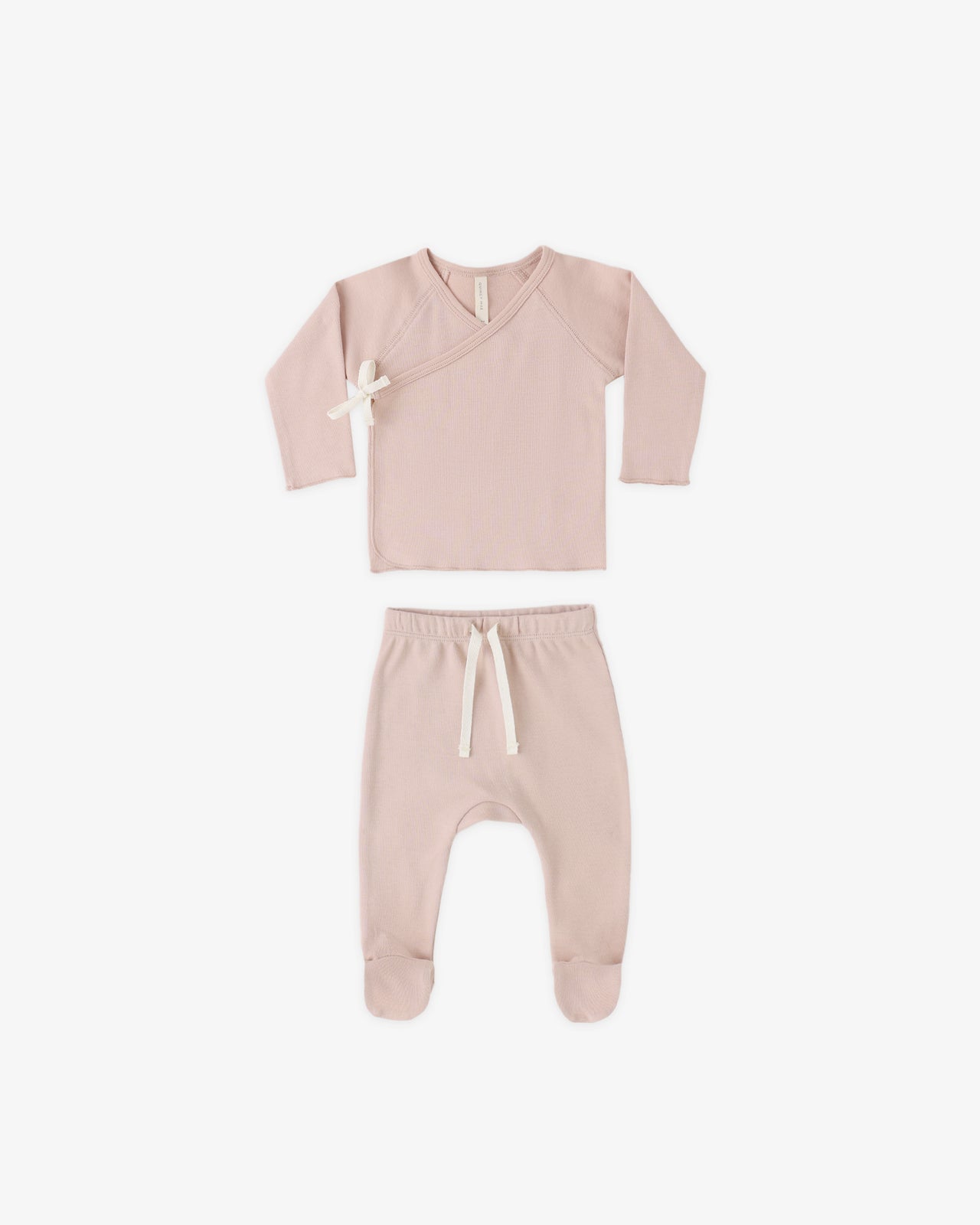 Wrap Top + Footed Pant Set | Blush