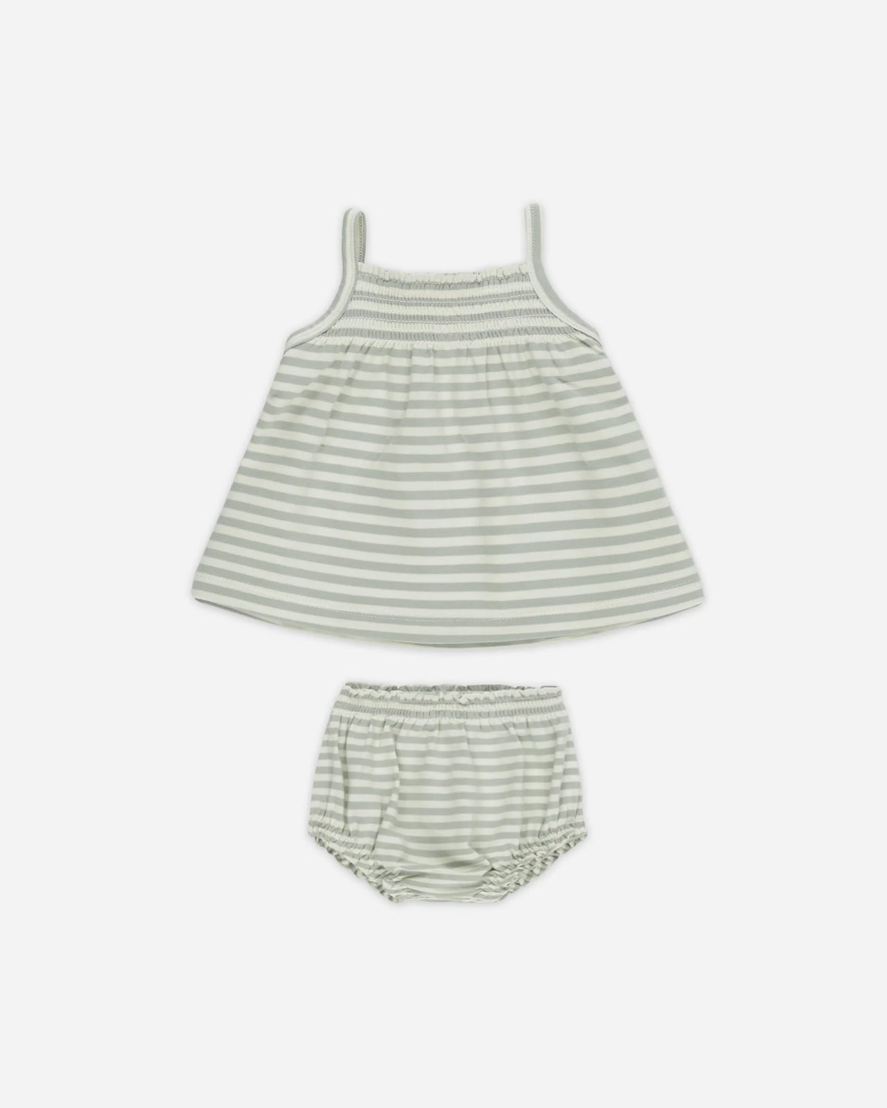 Smocked Tank+Bloomer Set | Sage Stripe