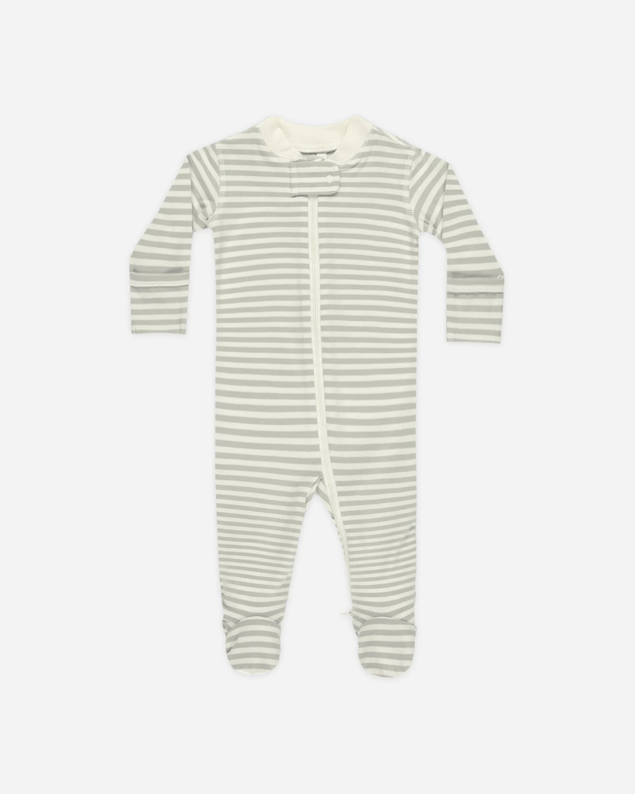 Zip Long Sleeve Sleeper Footie | Sage Stripe